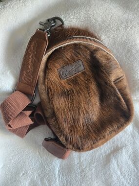 Wrangler Brown Faux Fur Crossbody Bag